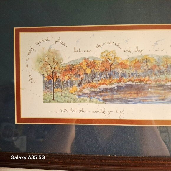 Framed D. Morgan Print "Cottage By The Lake" 1995 Art Cabin Cozy Fall Leaves - Picture 4 of 6